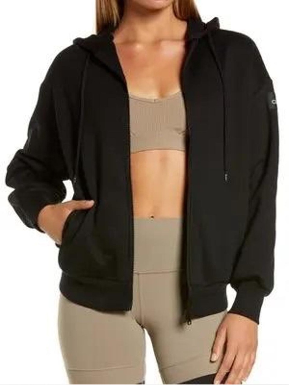ALO Yoga Black Full-Zip Hooded Jacket